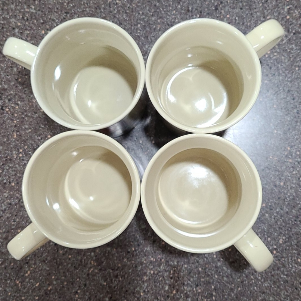 Rooster Mugs set of 4 Cups Coffee Tea Bay Island Vintage Farm Designs Slim 8 oz - Picture 12 of 16